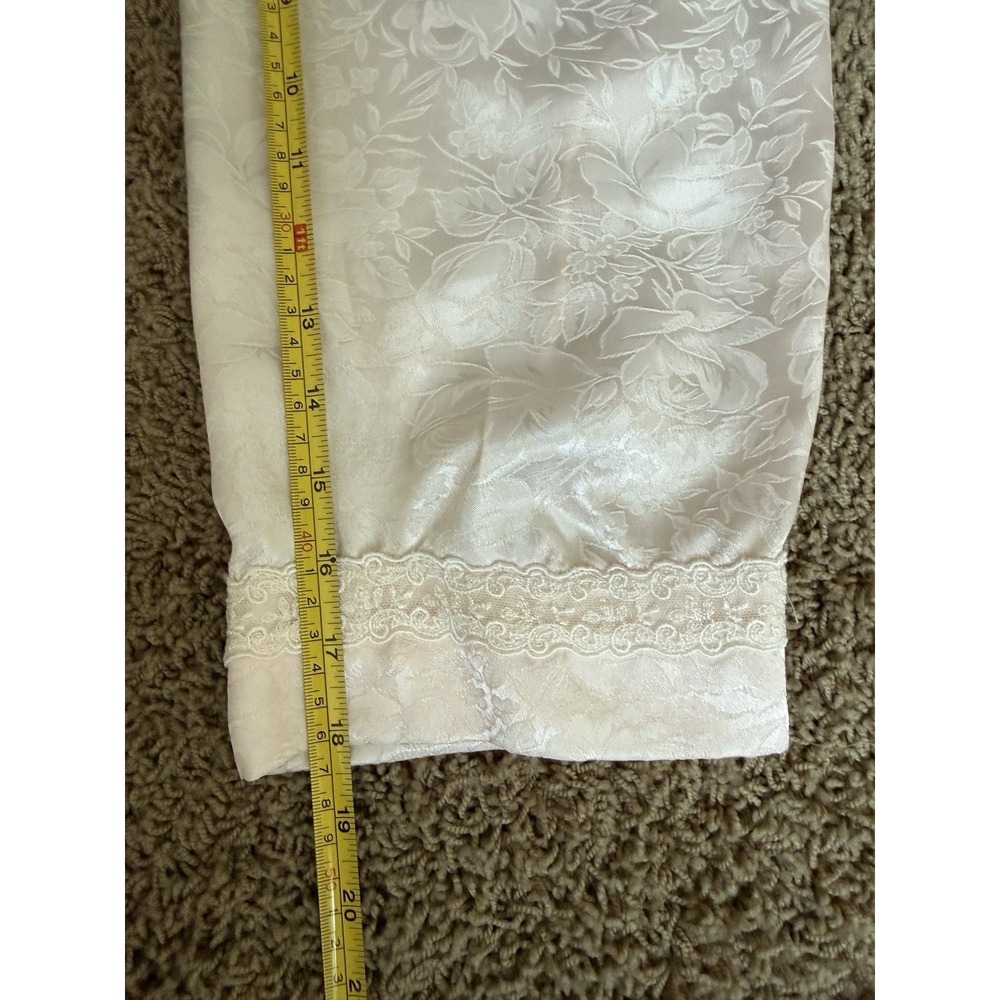 Vintage Christian Dior Pink Floral Satin Jacquard Robe Lace Shawl Collar Tie S - Picture 7 of 8